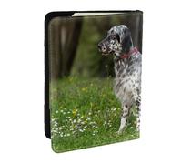 Wykjtwo Setter Anglais Pelouse Animaux Chiens Setter Anglais, Porte-Passeport Portefeuille de Voyage en Cuir PU Étui pour Passeport Couvre-Passeport 6,5 po