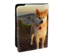 Wykjtwo Shiba Inu Animaux Chiens Coucher de Soleil Bokeh Shiba Inu, Porte-Passeport Portefeuille de Voyage en Cuir PU Étui pour Passeport Couvre-Passeport 6,5 po