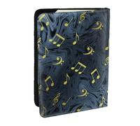 Wykjtwo Signe Musical de Musique en métal, Porte-Passeport Portefeuille de Voyage en Cuir PU Étui pour Passeport Couvre-Passeport 6,5 po