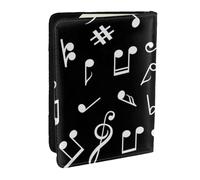 Wykjtwo Signes de Notes de Musique Noires, Porte-Passeport Portefeuille de Voyage en Cuir PU Étui pour Passeport Couvre-Passeport 6,5 po