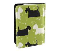 Wykjtwo Silhouette de Chien Scottie Westie Tier, Porte-Passeport Portefeuille de Voyage en Cuir PU Étui pour Passeport Couvre-Passeport 6,5 po