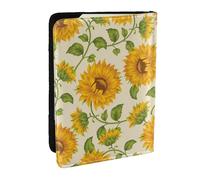 Wykjtwo Sories de Tournesol fraîches imprimées, Porte-Passeport Portefeuille de Voyage en Cuir PU Étui pour Passeport Couvre-Passeport 6,5 po