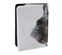 Wykjtwo Sweet Pet Chiot Bouledogue français Noir Mignon, Porte-Passeport Portefeuille de Voyage en Cuir PU Étui pour Passeport Couvre-Passeport 6,5 po