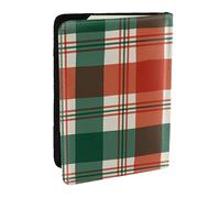 Wykjtwo Tartan de Noël, Porte-Passeport Portefeuille de Voyage en Cuir PU Étui pour Passeport Couvre-Passeport 6,5 po