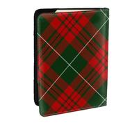 Wykjtwo Tartan écossais de Noël, Porte-Passeport Portefeuille de Voyage en Cuir PU Étui pour Passeport Couvre-Passeport 6,5 po