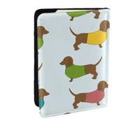 Wykjtwo Teckel Chien Mignon Fond D'écran, Porte-Passeport Portefeuille de Voyage en Cuir PU Étui pour Passeport Couvre-Passeport 6,5 po
