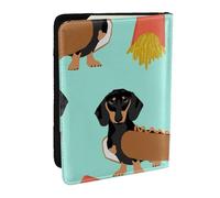 Wykjtwo Teckel de Chien de Saucisse, Porte-Passeport Portefeuille de Voyage en Cuir PU Étui pour Passeport Couvre-Passeport 6,5 po