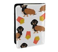 Wykjtwo Teckel Hot Dog Et Frites Nourriture Drôle Mignonne, Porte-Passeport Portefeuille de Voyage en Cuir PU Étui pour Passeport Couvre-Passeport 6,5 po