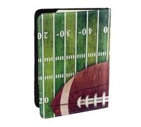 Wykjtwo Terrain et Ballon de Football américain, Porte-Passeport Portefeuille de Voyage en Cuir PU Étui pour Passeport Couvre-Passeport 6,5 po