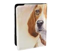 Wykjtwo Tête de Beagle Aquarelle, Porte-Passeport Portefeuille de Voyage en Cuir PU Étui pour Passeport Couvre-Passeport 6,5 po