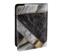 Wykjtwo Texture de marbre Noir imprimé Or, Porte-Passeport Portefeuille de Voyage en Cuir PU Étui pour Passeport Couvre-Passeport 6,5 po