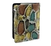 Wykjtwo Texture de Peau de Serpent colorée, Porte-Passeport Portefeuille de Voyage en Cuir PU Étui pour Passeport Couvre-Passeport 6,5 po
