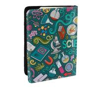 Wykjtwo Thème Scientifique du Dessin animé, Porte-Passeport Portefeuille de Voyage en Cuir PU Étui pour Passeport Couvre-Passeport 6,5 po