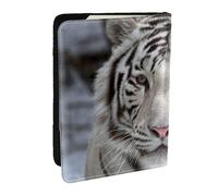Wykjtwo Tigre Blanc, Porte-Passeport Portefeuille de Voyage en Cuir PU Étui pour Passeport Couvre-Passeport 6,5 po