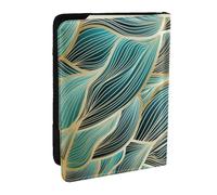 Wykjtwo Tissage Or Et Vert Texturé, Porte-Passeport Portefeuille de Voyage en Cuir PU Étui pour Passeport Couvre-Passeport 6,5 po