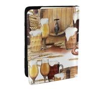 Wykjtwo Tonneau De Bière Et De Vin, Porte-Passeport Portefeuille de Voyage en Cuir PU Étui pour Passeport Couvre-Passeport 6,5 po