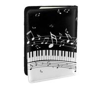 Wykjtwo Touches de Piano avec Notes de Musique, Porte-Passeport Portefeuille de Voyage en Cuir PU Étui pour Passeport Couvre-Passeport 6,5 po