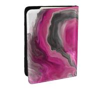 Wykjtwo Tourbillon d'art Fluide de Ton Bijou Gris Noir Magenta, Porte-Passeport Portefeuille de Voyage en Cuir PU Étui pour Passeport Couvre-Passeport 6,5 po
