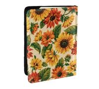 Wykjtwo Tournesol Rouge, Porte-Passeport Portefeuille de Voyage en Cuir PU Étui pour Passeport Couvre-Passeport 6,5 po