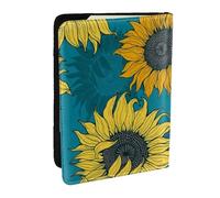 Wykjtwo Tournesols Jaunes sur Fond Bleu, Porte-Passeport Portefeuille de Voyage en Cuir PU Étui pour Passeport Couvre-Passeport 6,5 po