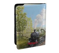Wykjtwo Train à Vapeur et Chemin de Fer, Porte-Passeport Portefeuille de Voyage en Cuir PU Étui pour Passeport Couvre-Passeport 6,5 po