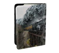 Wykjtwo Train à Vapeur et Chemin de Fer, Porte-Passeport Portefeuille de Voyage en Cuir PU Étui pour Passeport Couvre-Passeport 6,5 po