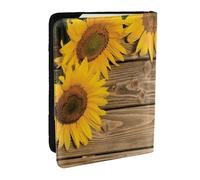 Wykjtwo Trois tournesols sur Bois, Porte-Passeport Portefeuille de Voyage en Cuir PU Étui pour Passeport Couvre-Passeport 6,5 po