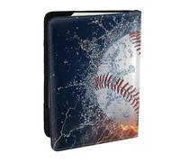 Wykjtwo Une Photo d'une Balle de Baseball dans l'eau et Le feu, Porte-Passeport Portefeuille de Voyage en Cuir PU Étui pour Passeport Couvre-Passeport 6,5 po