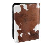 Wykjtwo Vache à imprimé Animal en Peau de Vache Marron, Porte-Passeport Portefeuille de Voyage en Cuir PU Étui pour Passeport Couvre-Passeport 6,5 po