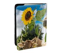Wykjtwo Vache avec Tournesol, Porte-Passeport Portefeuille de Voyage en Cuir PU Étui pour Passeport Couvre-Passeport 6,5 po