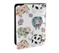 Wykjtwo Vache de Dessin animé dessinée à la Main, Porte-Passeport Portefeuille de Voyage en Cuir PU Étui pour Passeport Couvre-Passeport 6,5 po