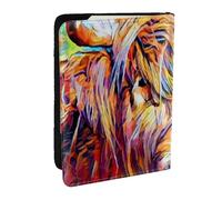Wykjtwo Vache des Highlands imprimée, Porte-Passeport Portefeuille de Voyage en Cuir PU Étui pour Passeport Couvre-Passeport 6,5 po