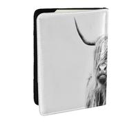 Wykjtwo Vache des Highlands, Porte-Passeport Portefeuille de Voyage en Cuir PU Étui pour Passeport Couvre-Passeport 6,5 po