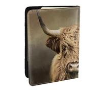 Wykjtwo Vache des Highlands, Porte-Passeport Portefeuille de Voyage en Cuir PU Étui pour Passeport Couvre-Passeport 6,5 po