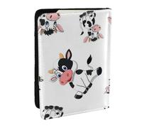 Wykjtwo Vaches de Dessin animé, Porte-Passeport Portefeuille de Voyage en Cuir PU Étui pour Passeport Couvre-Passeport 6,5 po
