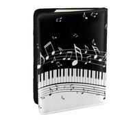 Wykjtwo Vague de Notes de Musique, Porte-Passeport Portefeuille de Voyage en Cuir PU Étui pour Passeport Couvre-Passeport 6,5 po