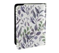 Wykjtwo Verdure de Feuilles Vertes de Sauge Pourpre, Porte-Passeport Portefeuille de Voyage en Cuir PU Étui pour Passeport Couvre-Passeport 6,5 po