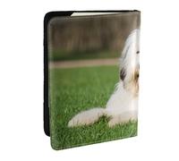 Wykjtwo Vieux Chien de Berger Anglais, Porte-Passeport Portefeuille de Voyage en Cuir PU Étui pour Passeport Couvre-Passeport 6,5 po