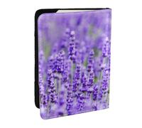 Wykjtwo Violet Lavande Imprimé, Porte-Passeport Portefeuille de Voyage en Cuir PU Étui pour Passeport Couvre-Passeport 6,5 po