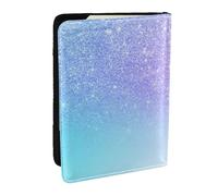 Wykjtwo Violet Rose Paillettes Ombre Bleu Dégradé, Porte-Passeport Portefeuille de Voyage en Cuir PU Étui pour Passeport Couvre-Passeport 6,5 po