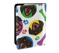 Wykjtwo Visage de Teckel ludique, Porte-Passeport Portefeuille de Voyage en Cuir PU Étui pour Passeport Couvre-Passeport 6,5 po