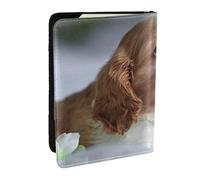 Wykjtwo Visage d'épagneul Cavalier King Charles, Porte-Passeport Portefeuille de Voyage en Cuir PU Étui pour Passeport Couvre-Passeport 6,5 po