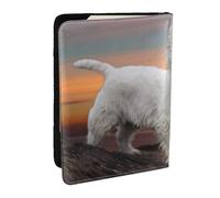 Wykjtwo West Highland White Terrier Chiens Montagnes Blanc, Porte-Passeport Portefeuille de Voyage en Cuir PU Étui pour Passeport Couvre-Passeport 6,5 po