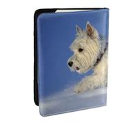 Wykjtwo Westie Winter West Highland White Terrier Chiens, Porte-Passeport Portefeuille de Voyage en Cuir PU Étui pour Passeport Couvre-Passeport 6,5 po