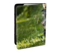 Wykjtwo Yorkshire Terrier Herbe Verte Chiens Mignons, Porte-Passeport Portefeuille de Voyage en Cuir PU Étui pour Passeport Couvre-Passeport 6,5 po