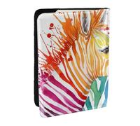 Wykjtwo Zèbre Arc-en-Ciel, Porte-Passeport Portefeuille de Voyage en Cuir PU Étui pour Passeport Couvre-Passeport 6,5 po