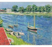 WYKUJMYTO Abstrait Peinture La Seine à Argenteuil Bateaux au mouillage La Seine à Argenteuil Bateaux au mouillage par Gustave Caillebotte Pour la Décoration de la Chambre 60x90cm
