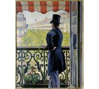 WYKUJMYTO Art Impression l'homme au balcon un homme élégant au chapeau repose sur la balustrade d'un balcon sur les grands boulevards parisiens Pour un Usage Bureautique 60x90cm