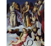 WYKUJMYTO Art Murale Classique Art Imprimé Image l'Ascension du Christ Détail de la droite représentant des anges musiciens Peinture de Pietro Perugino Pour la Décoration du Salon 60x90cm