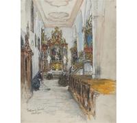 WYKUJMYTO Art Murale Classique Art Imprimé Image Vue de l'autel latéral de l'église franciscaine d'Ueberlingen par Gotthardt Johann Kuehl Pour la Décoration du Salon 60x90cm